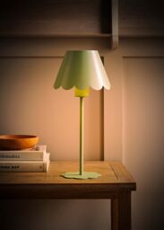 ValueLights Hattie Rechargeable Metal Scalloped Edge Portable Table Lamp in Pale Green - thumbnail 2