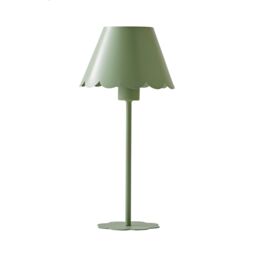 ValueLights Hattie Rechargeable Metal Scalloped Edge Portable Table Lamp in Pale Green - thumbnail 3