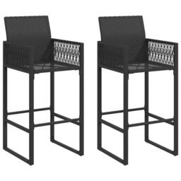 Berkfield Home Garden Bar Stools 2 pcs Black Poly Rattan - thumbnail 2