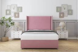 "Comfort Beds Madrid Plush Divan Base No Drawers - 54"" Wingback in Pink - Size: Small Single"