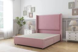 "Comfort Beds Madrid Plush Divan Base No Drawers - 54"" Wingback in Pink - Size: Small Single" - thumbnail 3