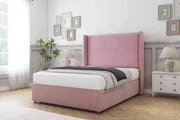 "Comfort Beds Madrid Plush Divan Base No Drawers - 54"" Wingback in Pink - Size: Small Single" - thumbnail 2