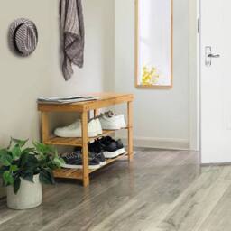 KORVIXA Bamboo Shoe Changing Stool Shoes Storage Rack Seating in Natural - Size: 100 cm x 100 cm