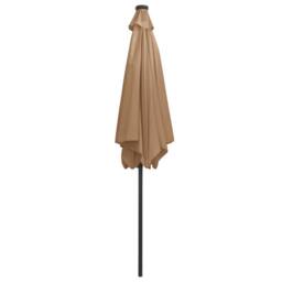 Berkfield Home Parasol with LED Lights & Aluminium Pole 300 cm Taupe in Beige - thumbnail 5