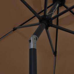 Berkfield Home Parasol with LED Lights & Aluminium Pole 300 cm Taupe in Beige - thumbnail 6