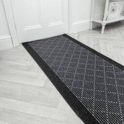 runrug Hallway Runner Rug - Non-Slip, Hardwearing, 5mm - 'Boulevard' in Black - Size: 80 cm x 180 cm - thumbnail 1
