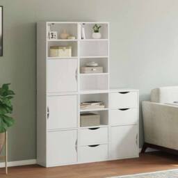 "Berkfield Home Side Cabinets 5 pcs ""ODDA"" White 40x24x79 cm Solid Wood Pine - Size: 40 x 24 x 79 cm"