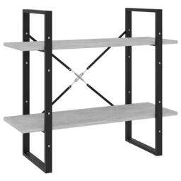 Berkfield Home 2-Tier Book Cabinet Concrete Grey 80x30x70 cm Engineered Wood - Size: 80 x 30 x 70 cm - thumbnail 2