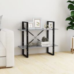 Berkfield Home 2-Tier Book Cabinet Concrete Grey 80x30x70 cm Engineered Wood - Size: 80 x 30 x 70 cm - thumbnail 1