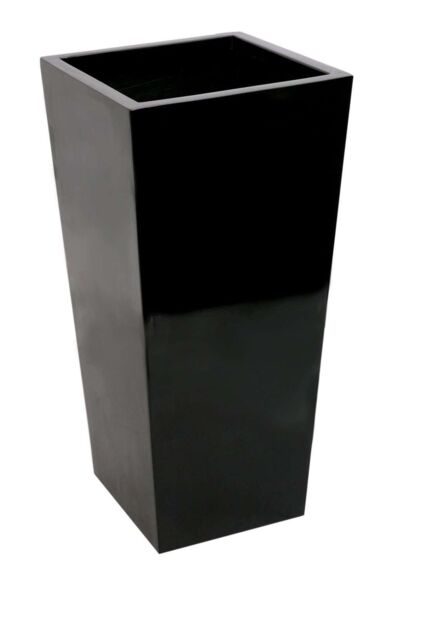 Primrose Gloss Tall Flared Square Fibreglass Planter in Black 90cm x 40cm - Size: 90 cm x 40 cm - image 1