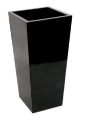 Primrose Gloss Tall Flared Square Fibreglass Planter in Black 90cm x 40cm - Size: 90 cm x 40 cm - thumbnail 1