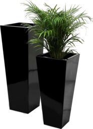 Primrose Gloss Tall Flared Square Fibreglass Planter in Black 90cm x 40cm - Size: 90 cm x 40 cm - thumbnail 5