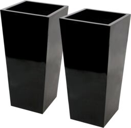 Primrose Gloss Tall Flared Square Fibreglass Planter in Black 90cm x 40cm - Size: 90 cm x 40 cm - thumbnail 4