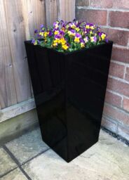 Primrose Gloss Tall Flared Square Fibreglass Planter in Black 90cm x 40cm - Size: 90 cm x 40 cm - thumbnail 2