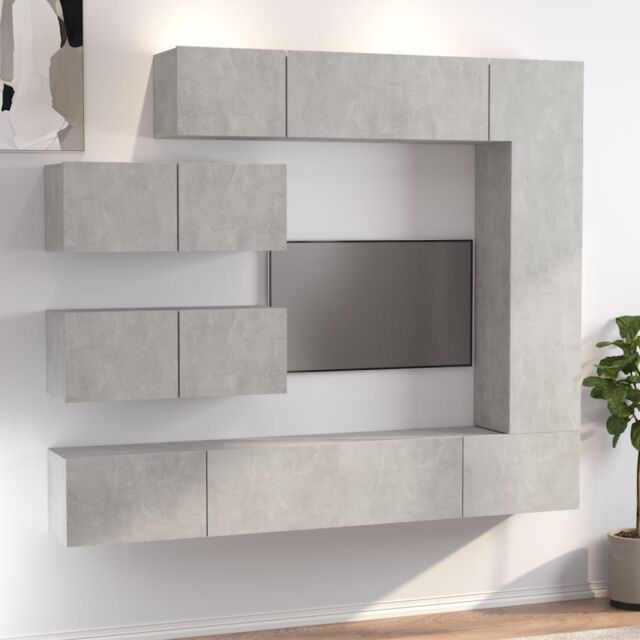 Berkfield Home 7 Piece TV Cabinet Set Concrete Grey Engineered Wood - image 1