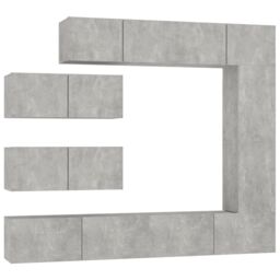 Berkfield Home 7 Piece TV Cabinet Set Concrete Grey Engineered Wood - thumbnail 2