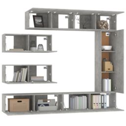 Berkfield Home 7 Piece TV Cabinet Set Concrete Grey Engineered Wood - thumbnail 4