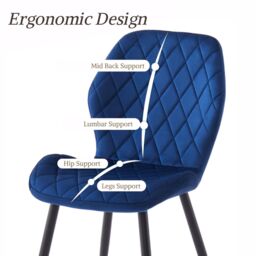 SONARA Modern Velvet Dining Chairs Set of 2 with Ergonomic Curved Backrest in Blue - thumbnail 5