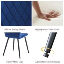 SONARA Modern Velvet Dining Chairs Set of 2 with Ergonomic Curved Backrest in Blue - thumbnail 4