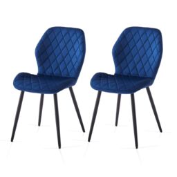 SONARA Modern Velvet Dining Chairs Set of 2 with Ergonomic Curved Backrest in Blue - thumbnail 1
