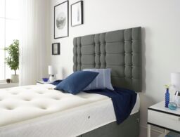 Somnior Bliss Sprung Memory Foam 2 Drawer Divan Bed Set with Upholstered Headboard Linen Fabric in Dark Grey - Size: Small Double - thumbnail 4