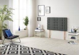 Somnior Bliss Sprung Memory Foam 2 Drawer Divan Bed Set with Upholstered Headboard Linen Fabric in Dark Grey - Size: Small Double - thumbnail 5