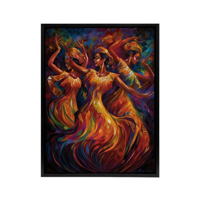 "Artery8 Latino Salsa Music Dance Colourful Framed Canvas Abstract Wall Art Print - Size: W12"" x H16""" - image 1