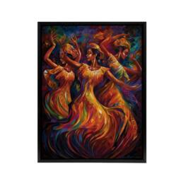 "Artery8 Latino Salsa Music Dance Colourful Framed Canvas Abstract Wall Art Print - Size: W12"" x H16""" - thumbnail 1