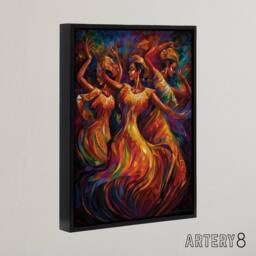"Artery8 Latino Salsa Music Dance Colourful Framed Canvas Abstract Wall Art Print - Size: W12"" x H16""" - thumbnail 2