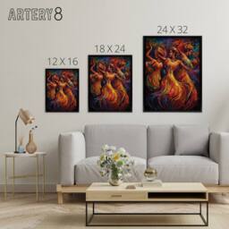 "Artery8 Latino Salsa Music Dance Colourful Framed Canvas Abstract Wall Art Print - Size: W12"" x H16""" - thumbnail 4