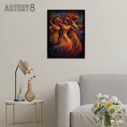 "Artery8 Latino Salsa Music Dance Colourful Framed Canvas Abstract Wall Art Print - Size: W12"" x H16""" - thumbnail 3