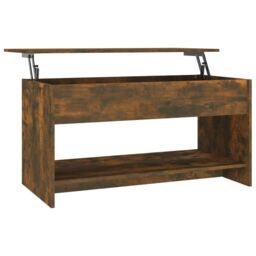 Berkfield Home Coffee Table Smoked Oak 102x50x52.5 cm Engineered Wood in Brown - thumbnail 2
