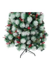 Living and Home Artificial Green Flocked Full Christmas Tree with Stand 1.8m in White - thumbnail 3