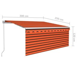 Berkfield Home Manual Retractable Awning with Blind&LED 3x2.5m Orange&Brown - thumbnail 7