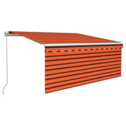 Berkfield Home Manual Retractable Awning with Blind&LED 3x2.5m Orange&Brown - thumbnail 2