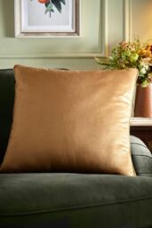 Appletree 'Harlan' Velvet Filled Cushion in Gold - Size: 55 cm x 55 cm - thumbnail 1