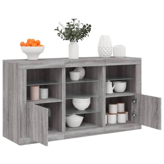 Berkfield Home Sideboard with LED Lights Grey Sonoma 123x37x67 cm - Size: 123 x 37 x 67 cm - image 1