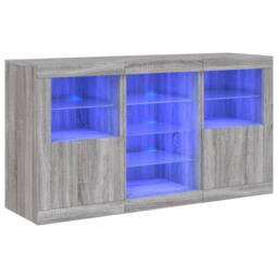 Berkfield Home Sideboard with LED Lights Grey Sonoma 123x37x67 cm - Size: 123 x 37 x 67 cm - thumbnail 2