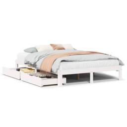 Berkfield Home Bed Frame with Drawers without Mattress White 160x200 cm - thumbnail 1