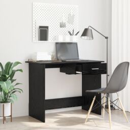 Berkfield Home Desk with Drawer Black oak 100 x 50 x 76 cm Engineered wood