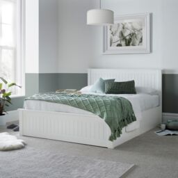 Bedmaster Dawson Wooden Ottoman Bed & Signature Platinum 2000 Pocket Sprung Mattress in White - Size: King - thumbnail 2