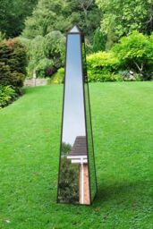 MirrorOutlet Black Metal Edged Mirrored Garden Ornament (150CM X 30CM X 30CM) - Size: 1 Pack - thumbnail 2