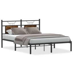 Berkfield Home Decorative Bed Frame without Mattress Smoked Oak 137x190 cm Engin in Brown - thumbnail 3