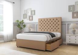 "Sloomy Mayfair Dumfries Divan Bed Base 2 Drawers Same Side - 54"" Headboard in Light Brown - Size: Super King" - thumbnail 4