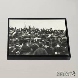 "Artery8 President Abraham Lincoln Gettysburg Address Framed Canvas Wall Art Print in Grey - Size: W12"" x H16""" - thumbnail 2