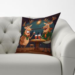 Warren Reed - Designer Reindeers Having A Beer Cushions - Size: 45 cm x 45 cm - thumbnail 3