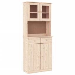 Berkfield Home Highboard ALTA 77x35x188 cm Solid Wood Pine in Light Tan - Size: 77 x 35 x 188 cm