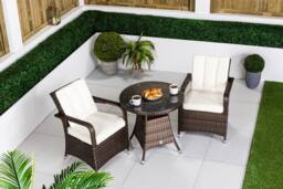 Thats Furniture Arizona Round Rattan Garden Bistro Table & Chairs Set 2 Seater in Brown - thumbnail 4