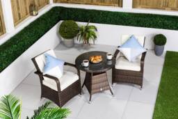 Thats Furniture Arizona Round Rattan Garden Bistro Table & Chairs Set 2 Seater in Brown - thumbnail 2