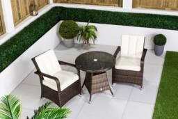 Thats Furniture Arizona Round Rattan Garden Bistro Table & Chairs Set 2 Seater in Brown - thumbnail 5
